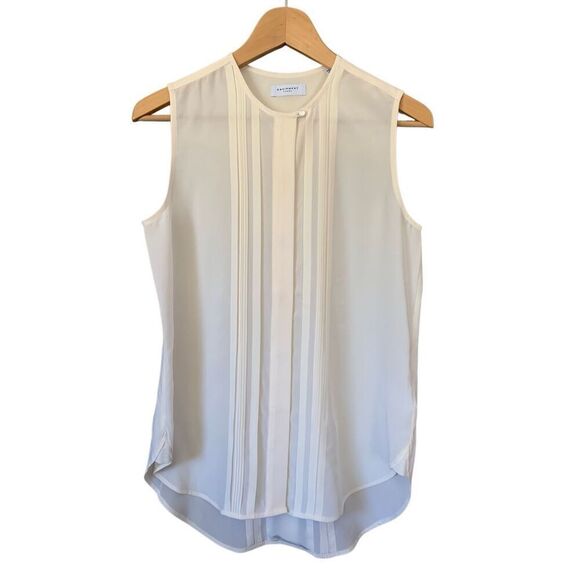 Equipment Silk Sleeveless Pleated Button Top Cream Size XS - Picture 12 of 12